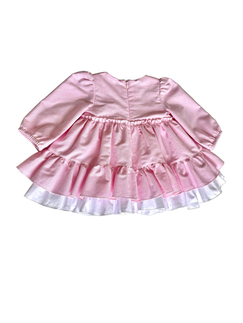 Rochie roz cu volane